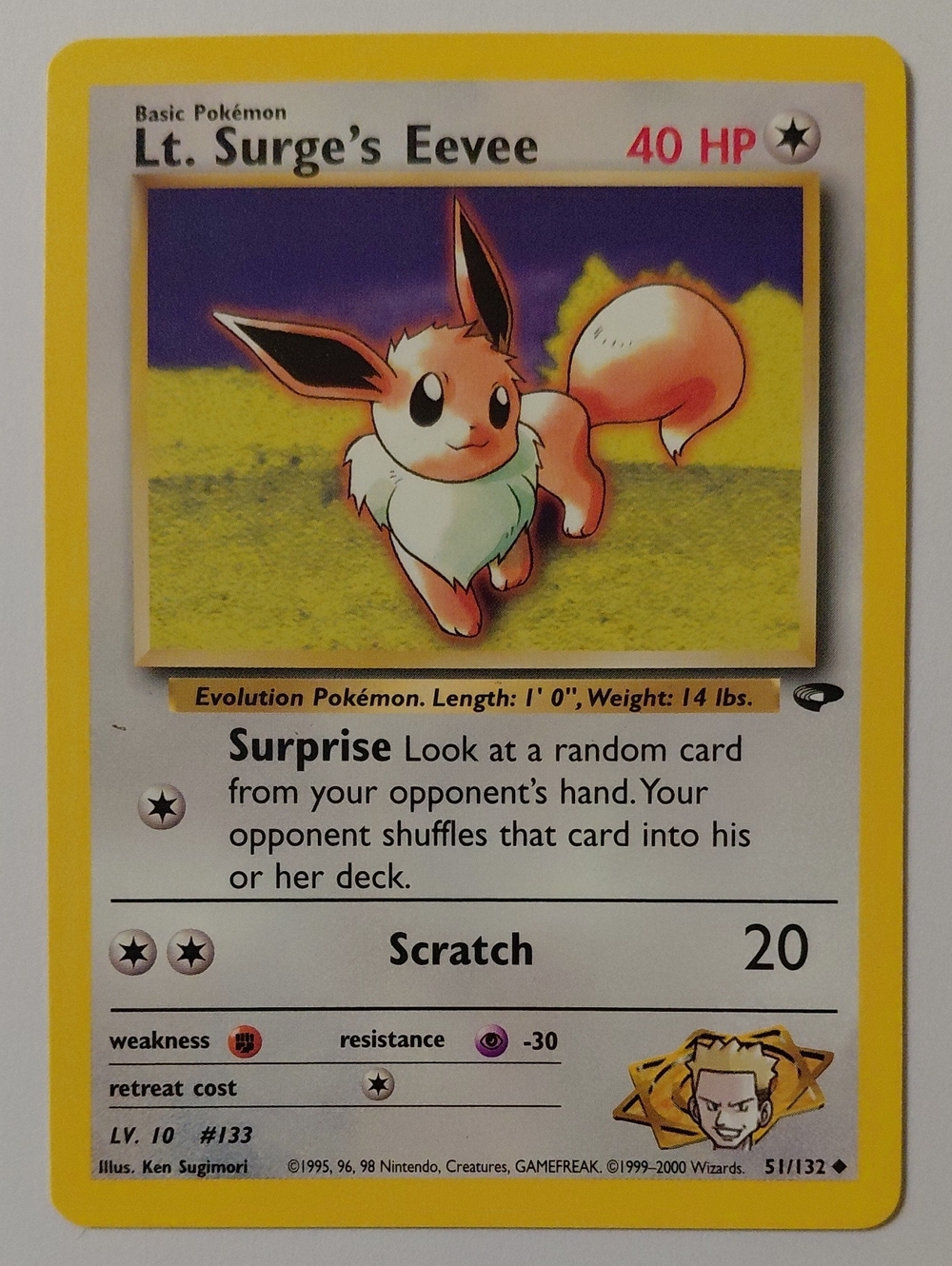 Lt. Surge's Eevee Card - Gym Challenge